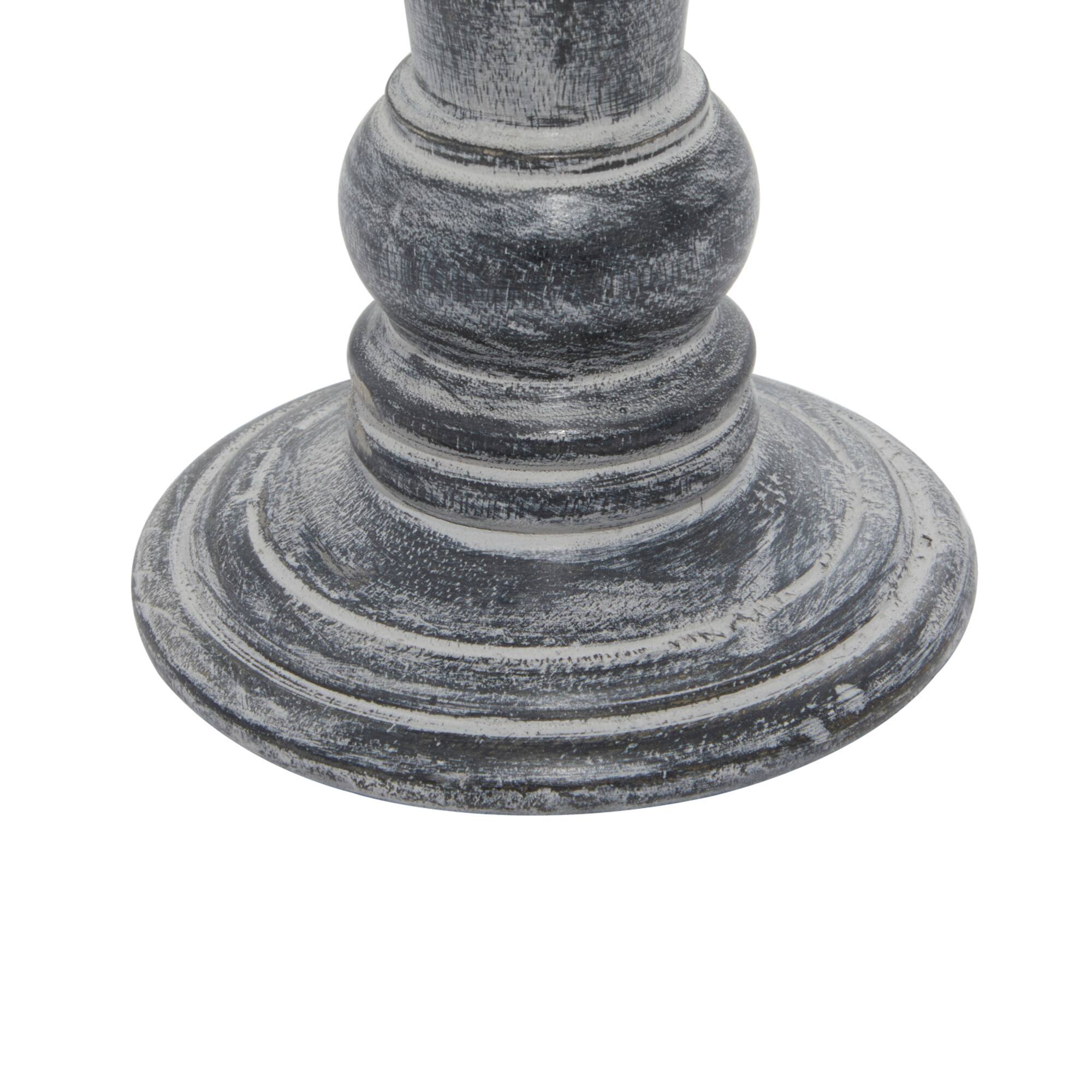 Black Mango Wood Traditional Candle Holder Set